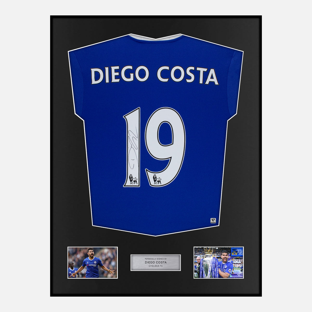 Framed Diego Costa Signed Chelsea Shirt 2016-17 Home [Classic] — Verified autograph with NFC and certificate | The Vault