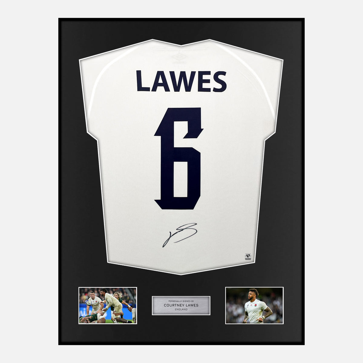 Framed Courtney Lawes Signed England Rugby Shirt 2023 World Cup [Classic] — Verified autograph with NFC and certificate | The Vault
