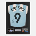 Framed Hernan Crespo Signed Argentina Shirt 2007-09 Home [Classic]