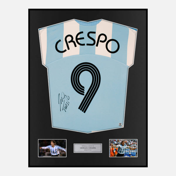 Framed Hernan Crespo Signed Argentina Shirt 2007-09 Home [Modern]