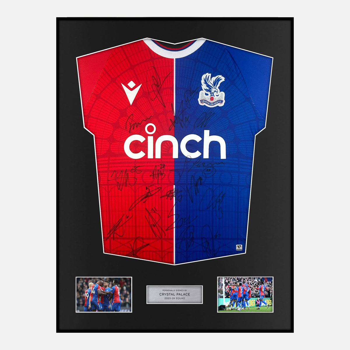 Framed Squad Signed Crystal Palace Shirt 2023-24 Home [Classic] — Verified autograph with NFC and certificate | The Vault