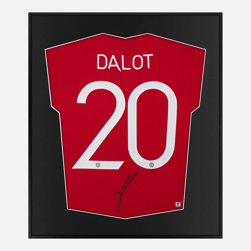 Framed Dalot Signed Manchester United Shirt, Cup Home [Mini]