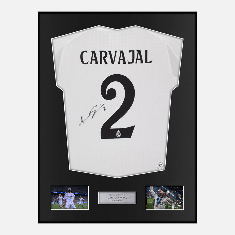 Framed Dani Carvajal Signed Real Madrid Shirt 2024-25 Home [Modern]