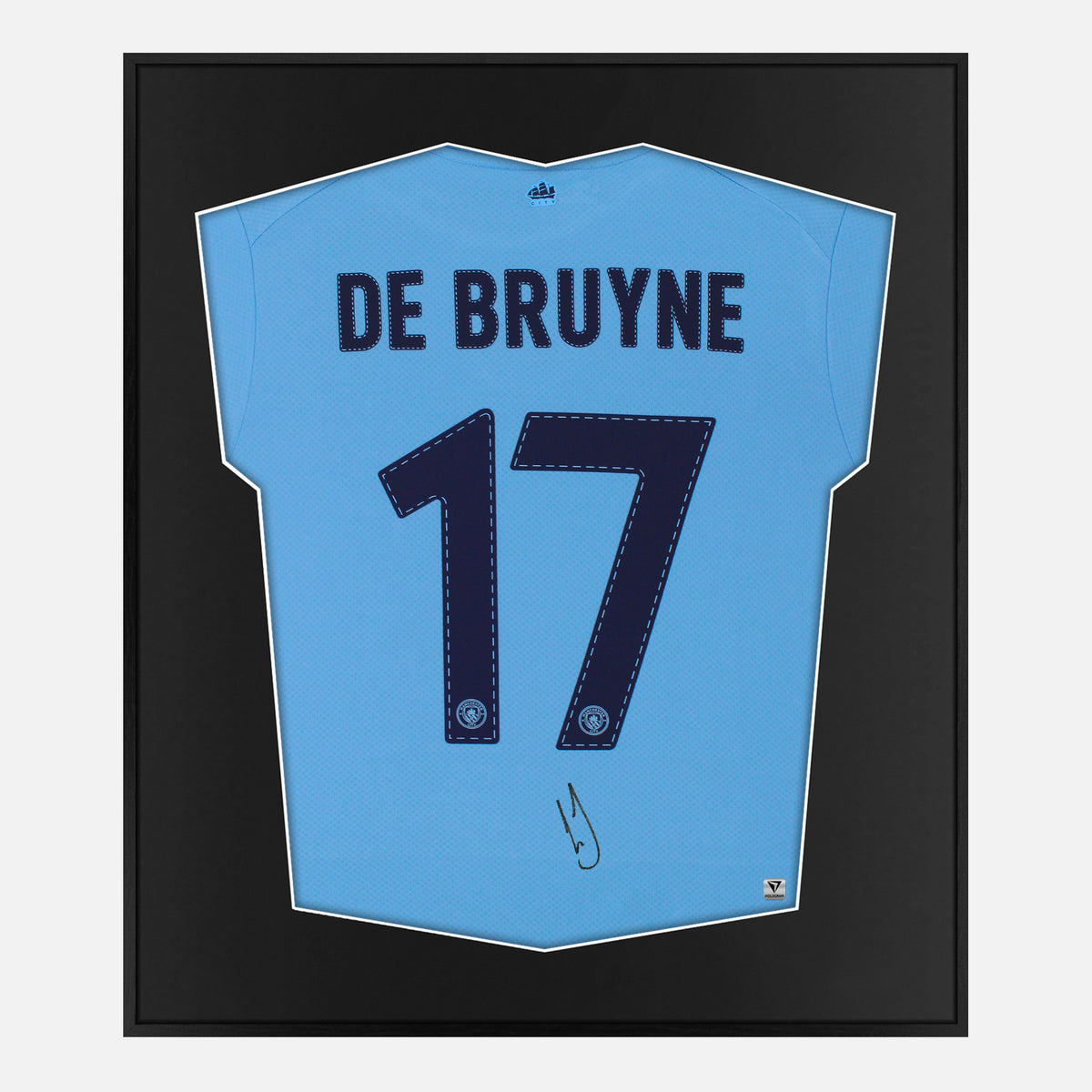 Framed De Bruyne Signed Manchester City Shirt [Lite] — Authentic signature with NFC and COA | The Vault