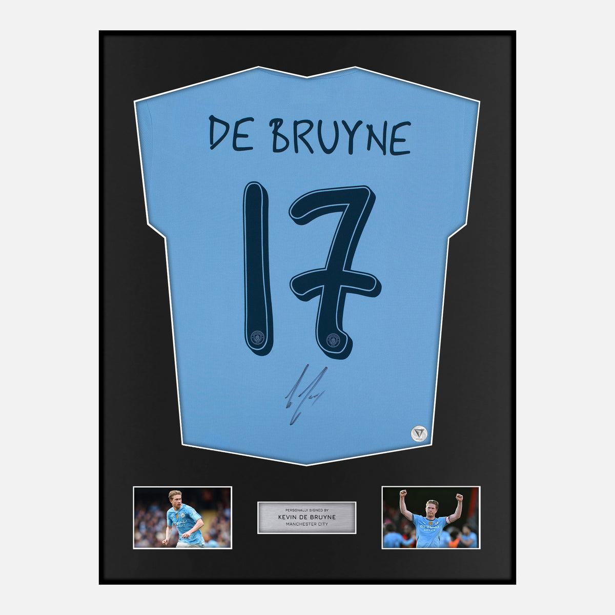 Framed Kevin De Bruyne Signed Manchester City Shirt 2024-25 [Classic] — Verified autograph with NFC and certificate | The Vault