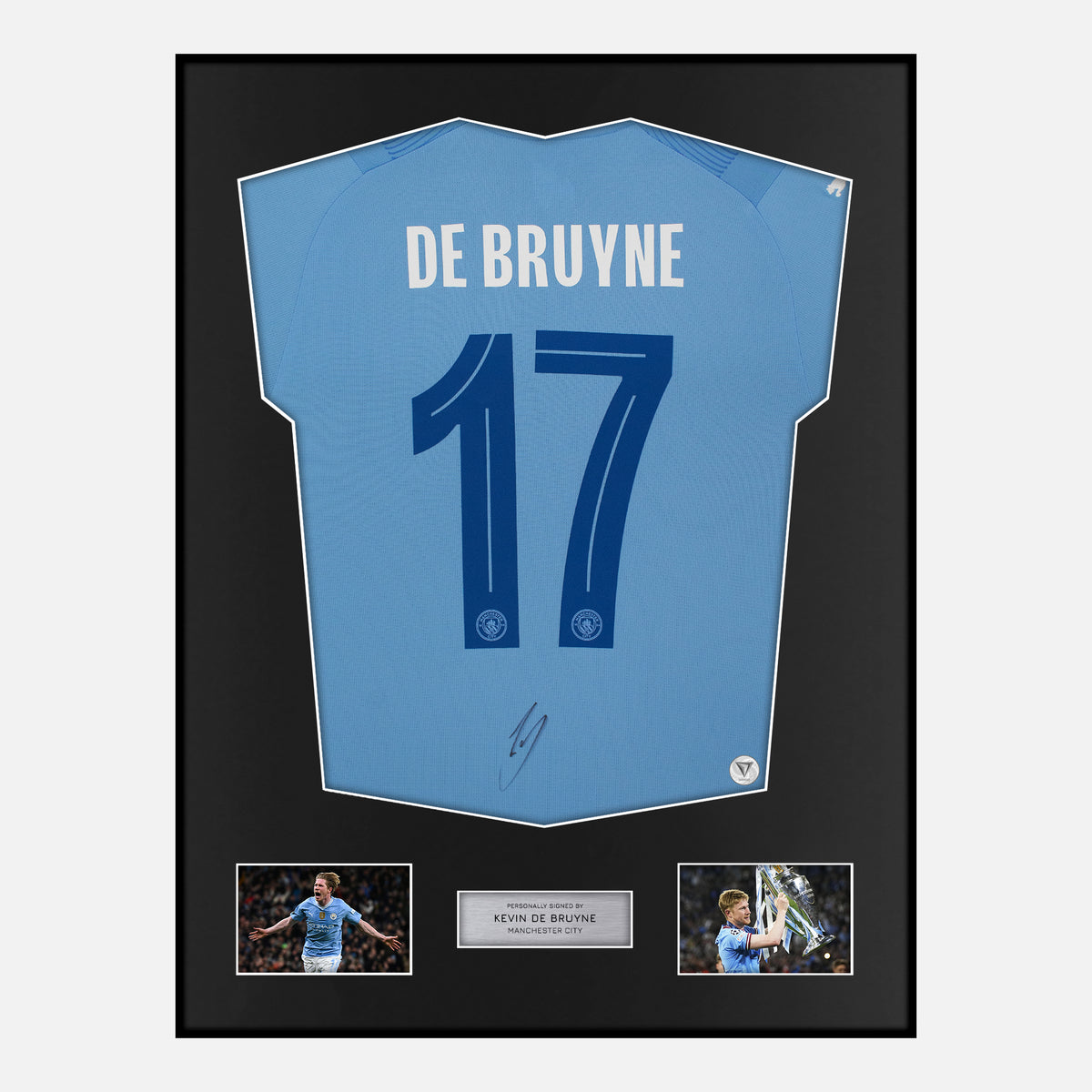 Framed Kevin De Bruyne Signed Manchester City Shirt 2023-24 Home [Classic] — Verified autograph with NFC and certificate | The Vault