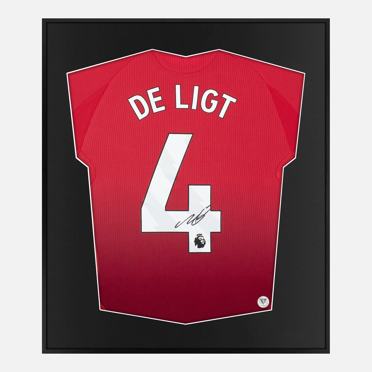 Framed De Ligt Signed Shirt, Manchester United Home [Lite] — Authentic signature with NFC and COA | The Vault