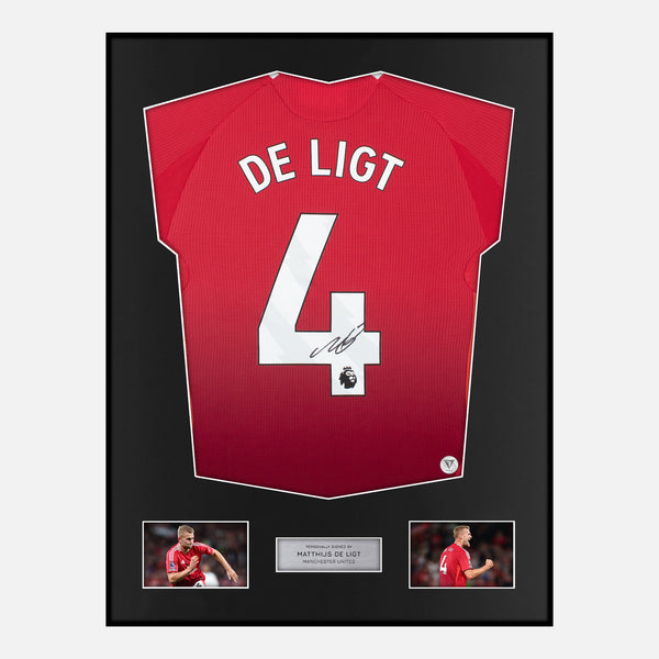 Framed Matthijs De Ligt Signed Manchester United Shirt Home 2024-25 [Classic]