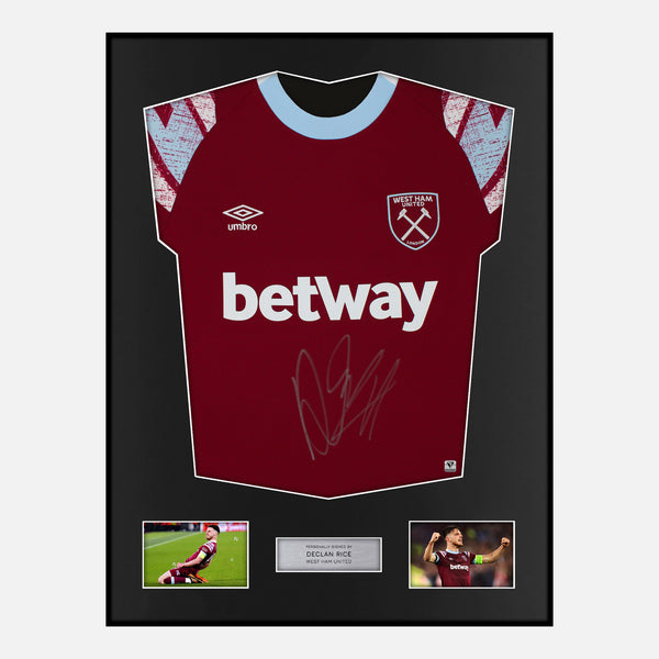 Framed Declan Rice Signed West Ham United Shirt 2022-23 Home [Modern]