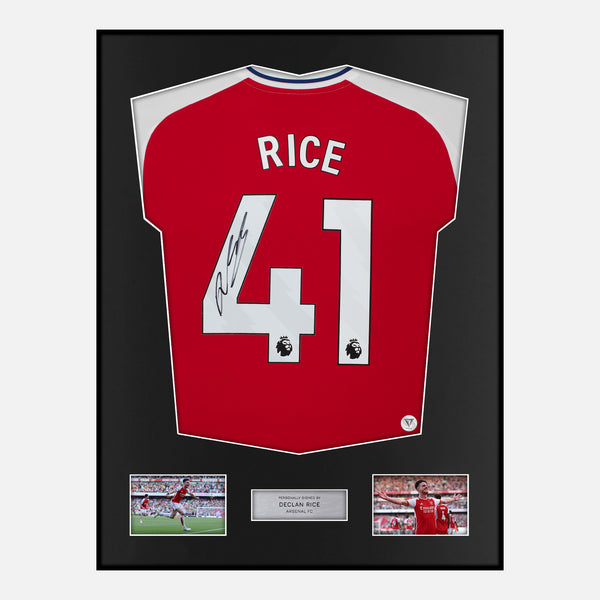 Framed Declan Rice Signed Arsenal Shirt 2024-25 Home [Classic]