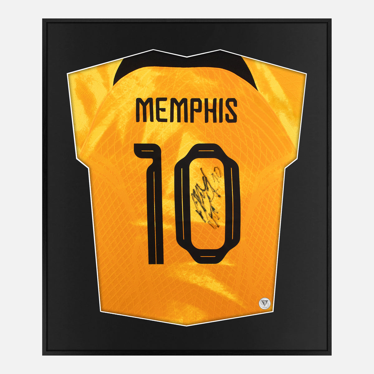 Framed Depay Signed Shirt, Holland Orange Home [Lite] — Authentic signature with NFC and COA | The Vault