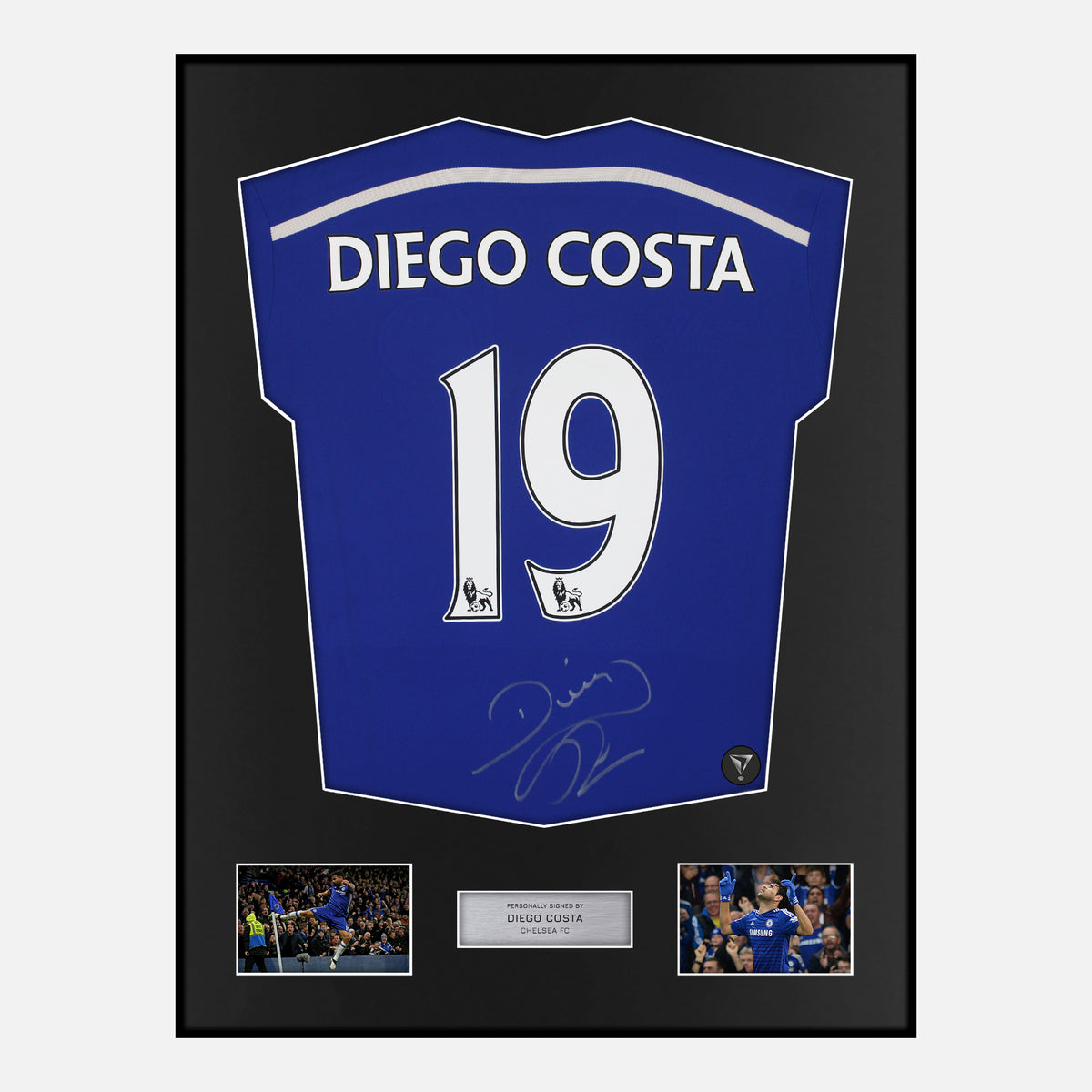 Framed Diego Costa Signed Chelsea Shirt 19 [Classic] — Classic framed Chelsea shirt signed by Diego Costa | The Vault