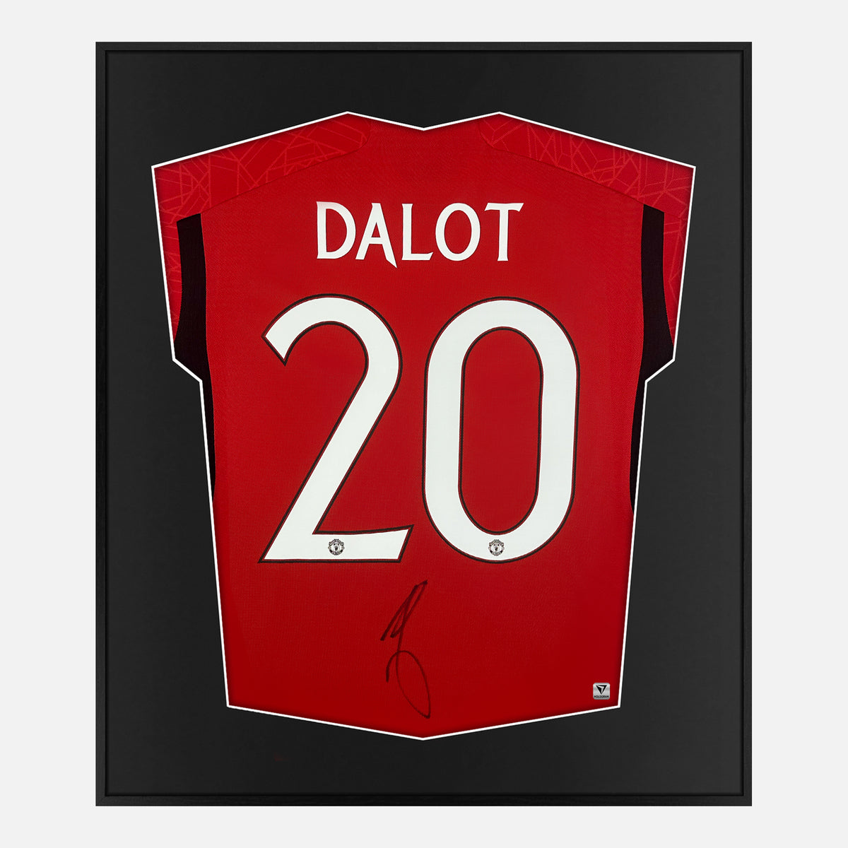 Framed Dalot Signed Shirt, Manchester United Home [Lite] — Authentic signature with NFC and COA | The Vault