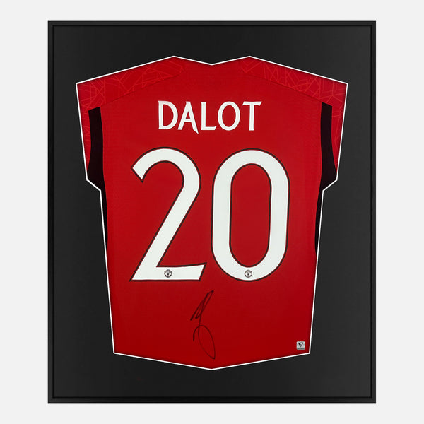 Framed Diogo Dalot Signed Manchester United Shirt Home 2023-24 [Mini]