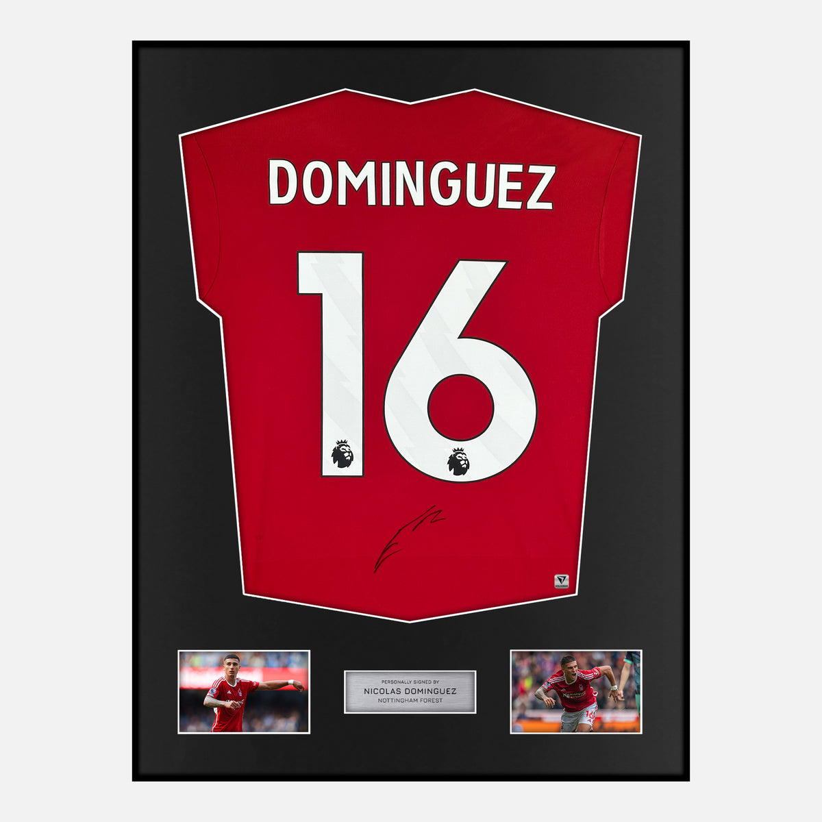 Framed Nicolás Domínguez Signed Nottingham Forest Shirt Home Red [Classic] — Verified autograph with NFC and certificate | The Vault