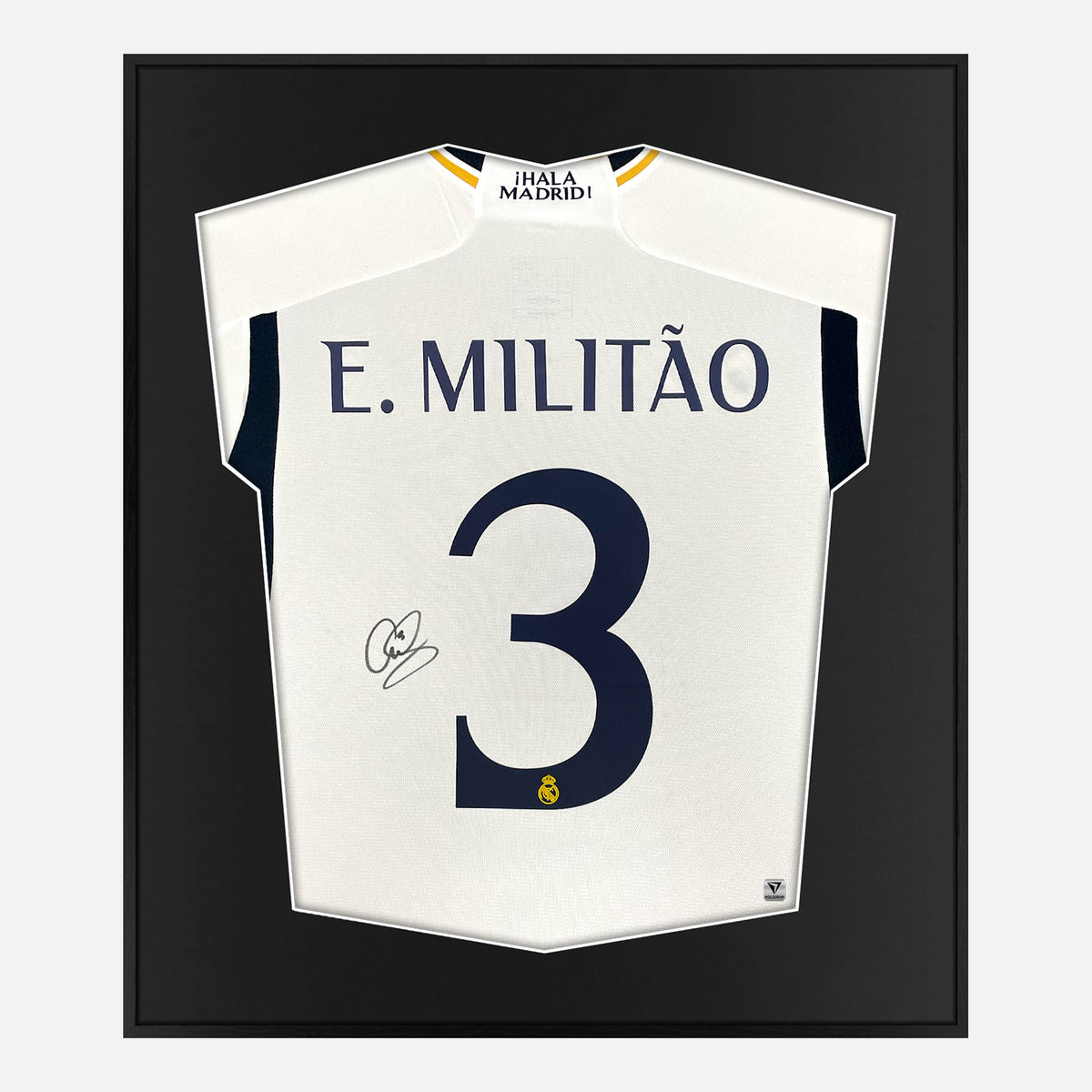 Framed Militao Signed Shirt, Real Madrid Home [Lite] — Authentic signature with NFC and COA | The Vault