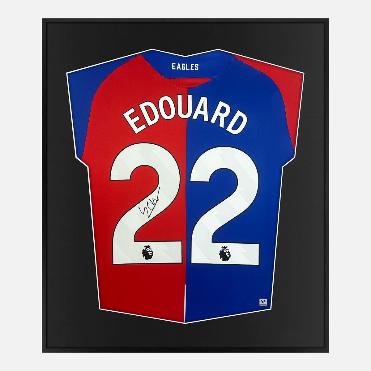 Framed Edouard Signed Shirt, Crystal Palace Home [Lite] — Authentic signature with NFC and COA | The Vault