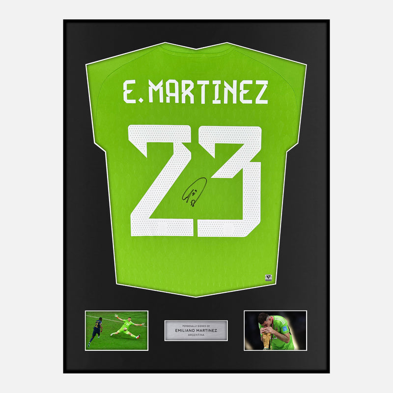 Framed Emiliano Martinez Signed Argentina Shirt 2022 World Cup Final [Modern]