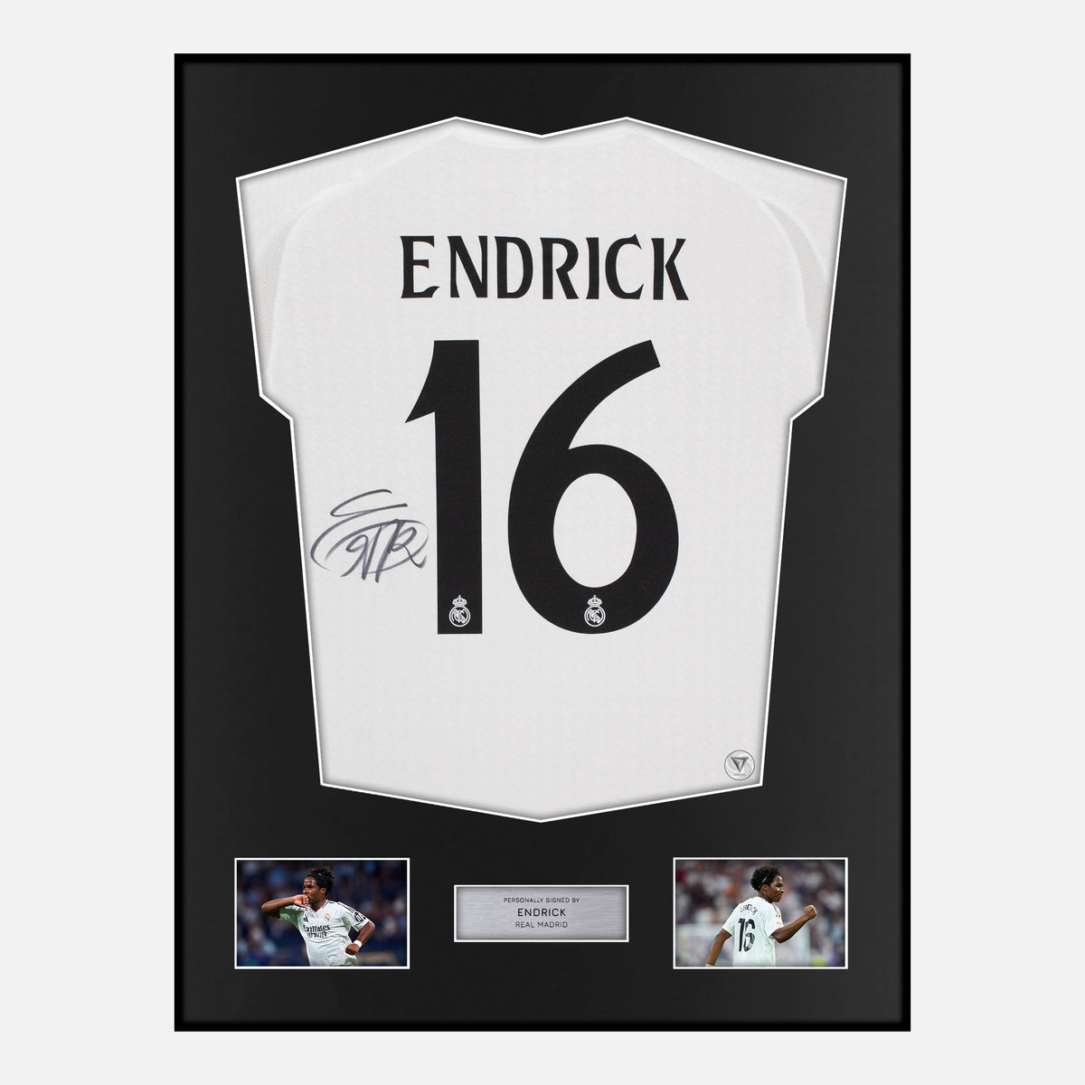 Framed Endrick Signed Real Madrid Shirt 2024-25 Home [Classic] — Verified autograph with NFC and certificate | The Vault