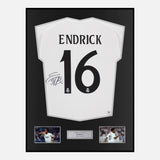 Framed Endrick Signed Real Madrid Shirt 2024-25 Home [Modern]