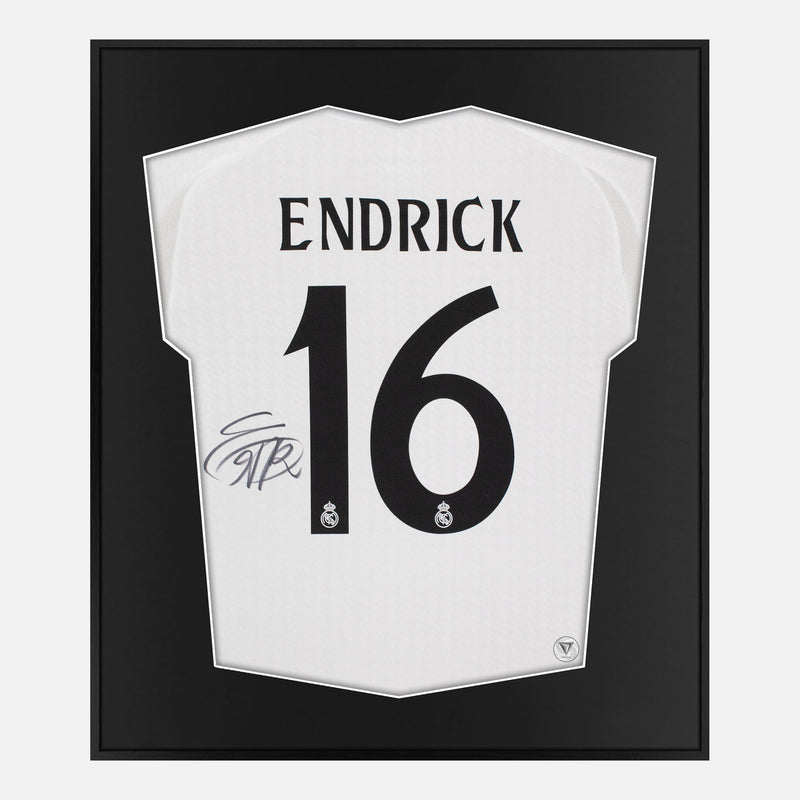 Framed Endrick Signed Shirt, Real Madrid, Home White, New [Mini]