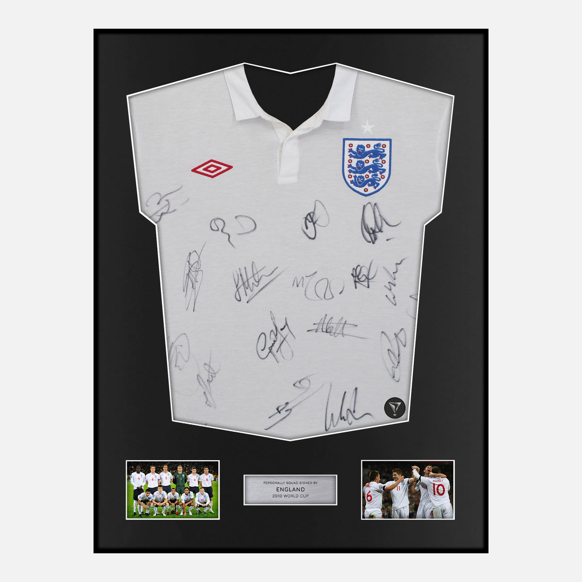 Framed Squad Signed England Shirt 2010 World Cup [Classic] — Classic framed signed England shirt | The Vault