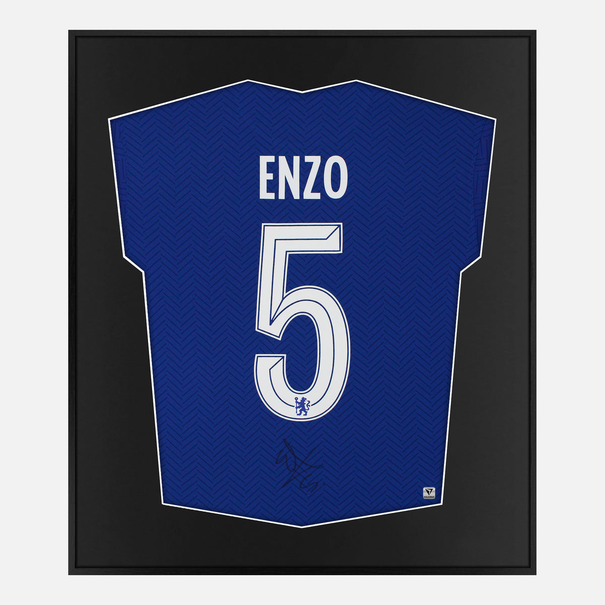 Framed Enzo Fernandez Signed Shirt, Chelsea, Blue, 5 [Lite] — Authentic signature with NFC and COA | The Vault