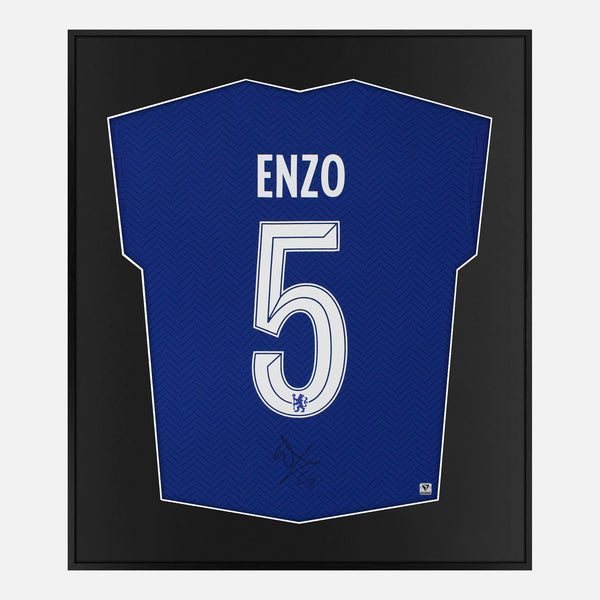 Framed Enzo Fernandez Signed Shirt, Chelsea, Blue, 5 [Mini]