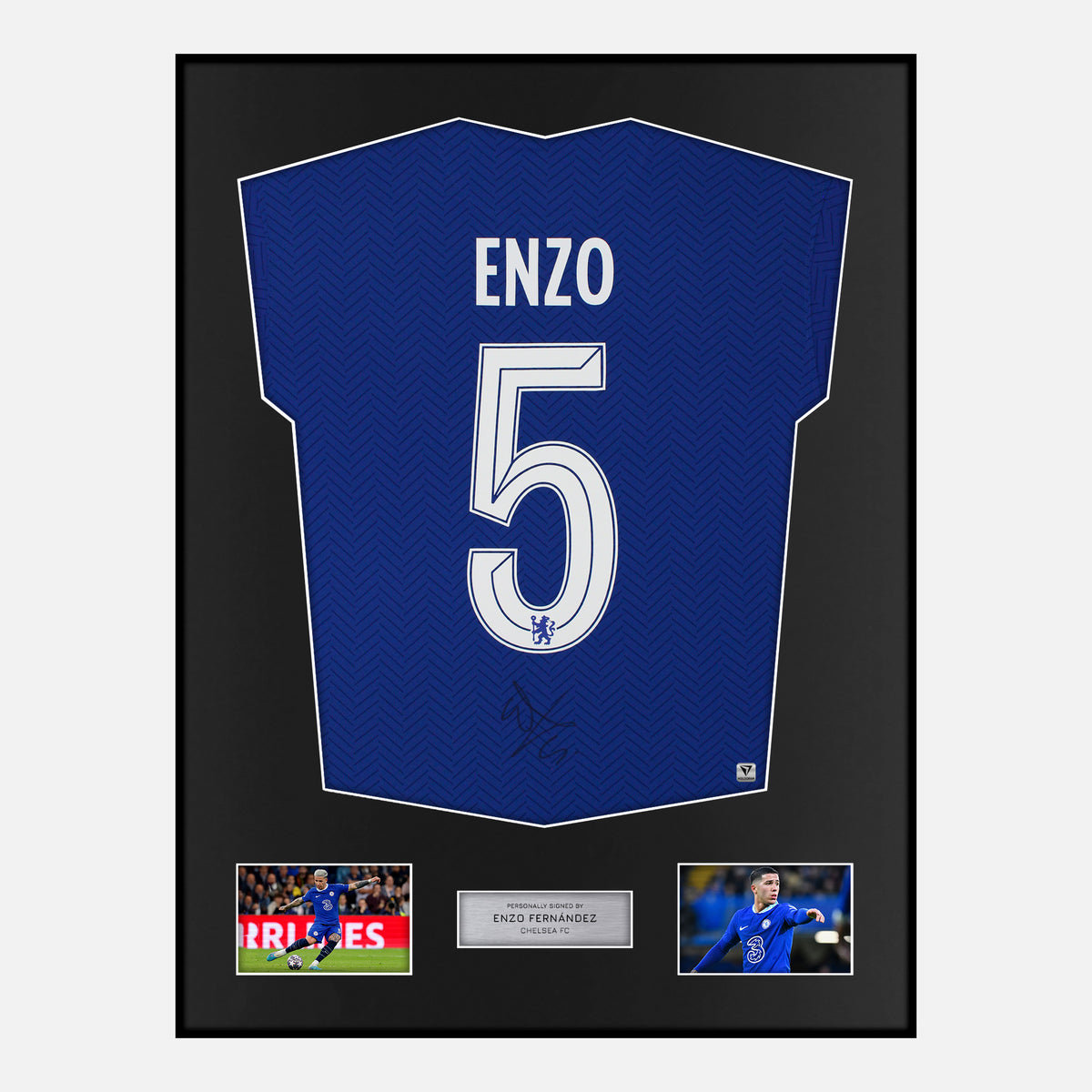 Framed Enzo Fernandez Signed Chelsea Shirt Home [Classic] — Verified autograph with NFC and certificate | The Vault