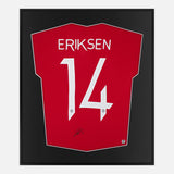 Framed Eriksen Signed Manchester United Shirt, League Cup Home [Mini]