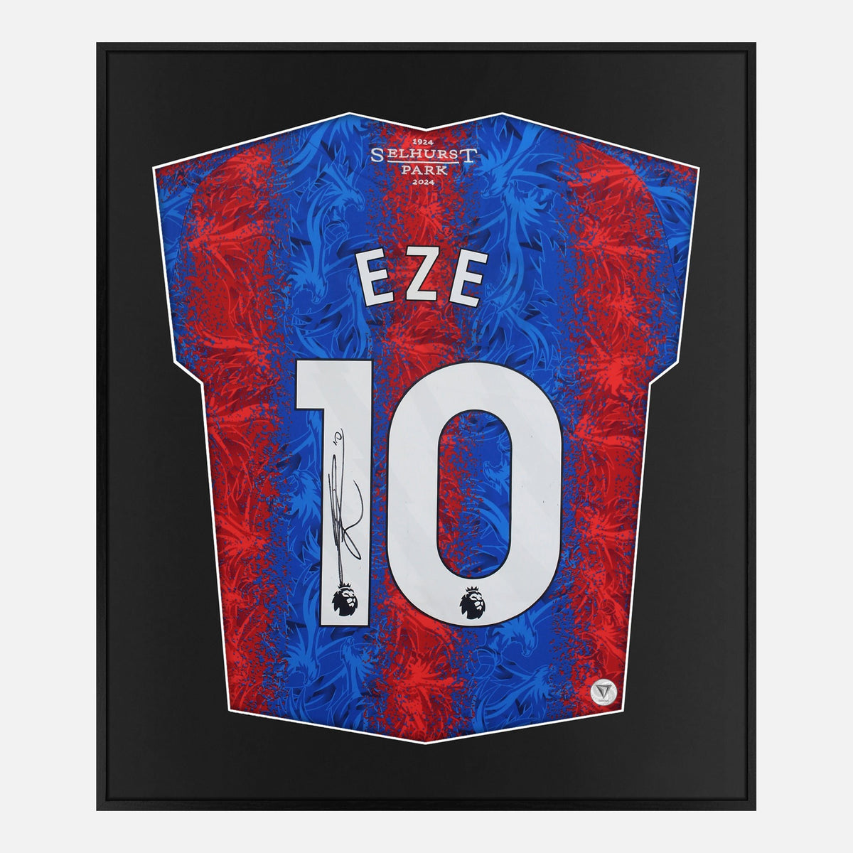 Framed Eze Signed Crystal Palace Shirt, Home [Lite] — Lite framed Crystal Palace shirt signed by Eberechi Eze | The Vault