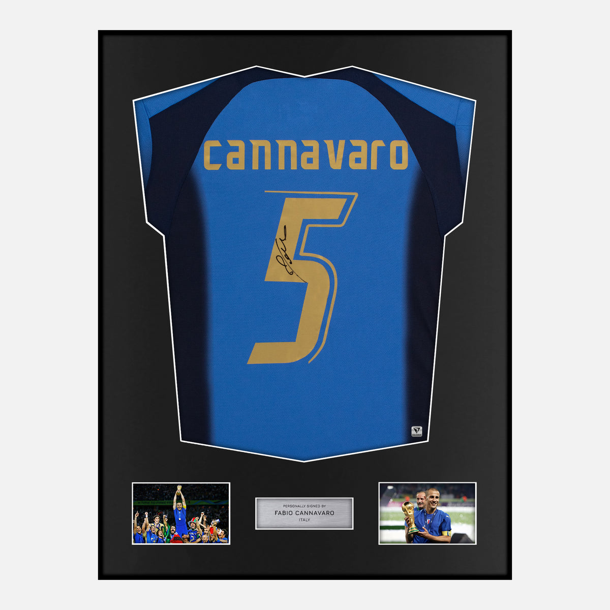 Framed Fabio Cannavaro Signed Italy Shirt 2006 World Cup [Classic] — Classic framed Italy shirt signed by Fabio Cannavaro | The Vault