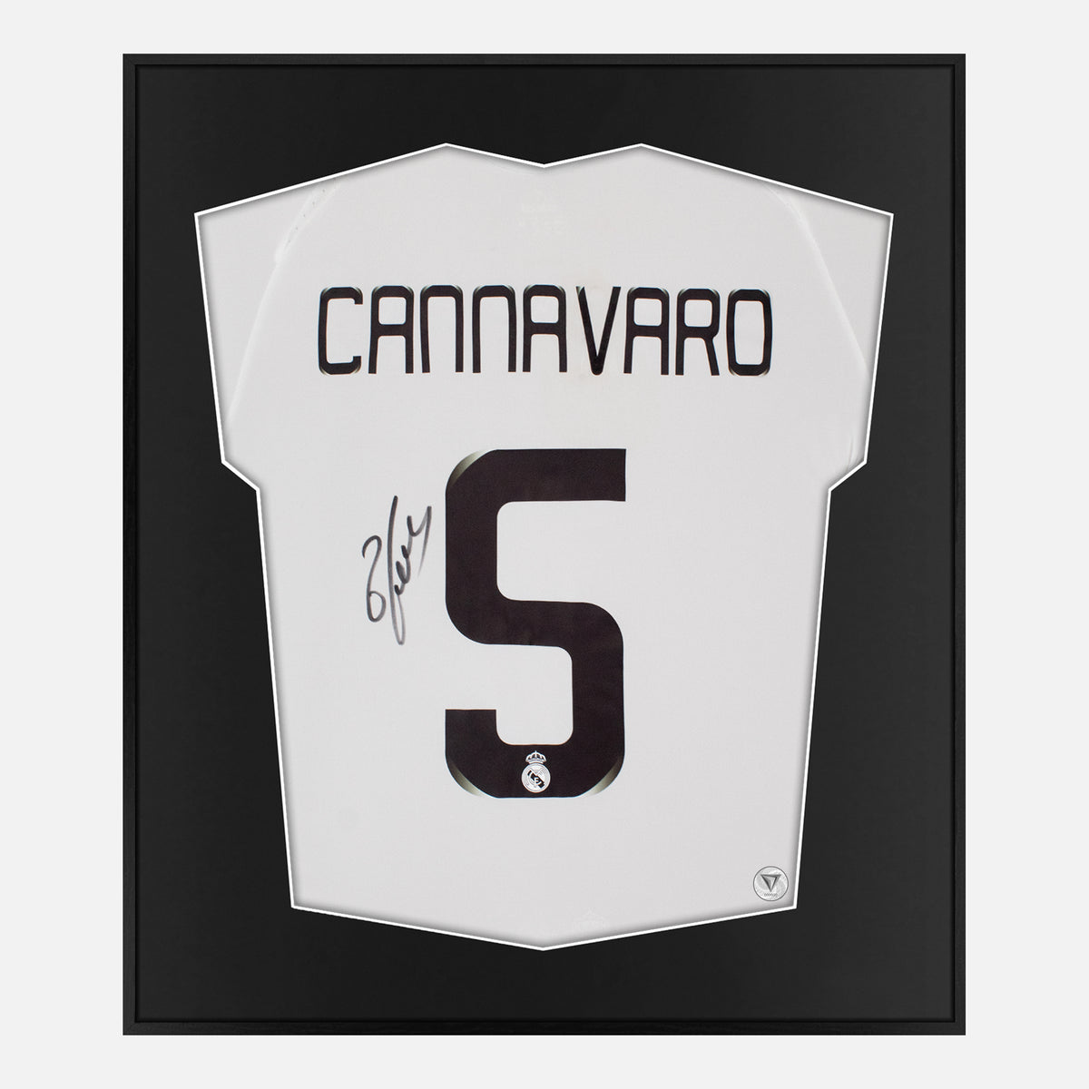 Framed Cannavaro Signed Shirt, Real Madrid Home [Lite] — Authentic signature with NFC and COA | The Vault