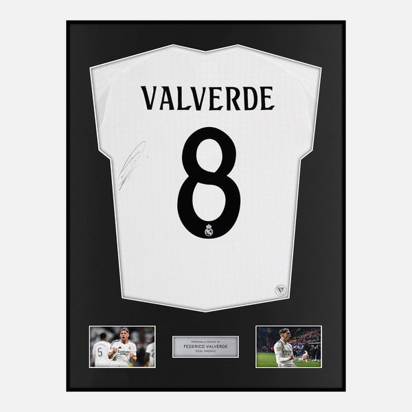 Framed Federico Valverde Signed Real Madrid Shirt 2024-25 Home [Classic]