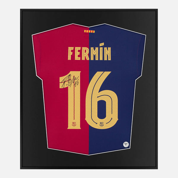 Framed Fermín López Marín Signed Shirt, Barcelona 16 Kit [Mini]