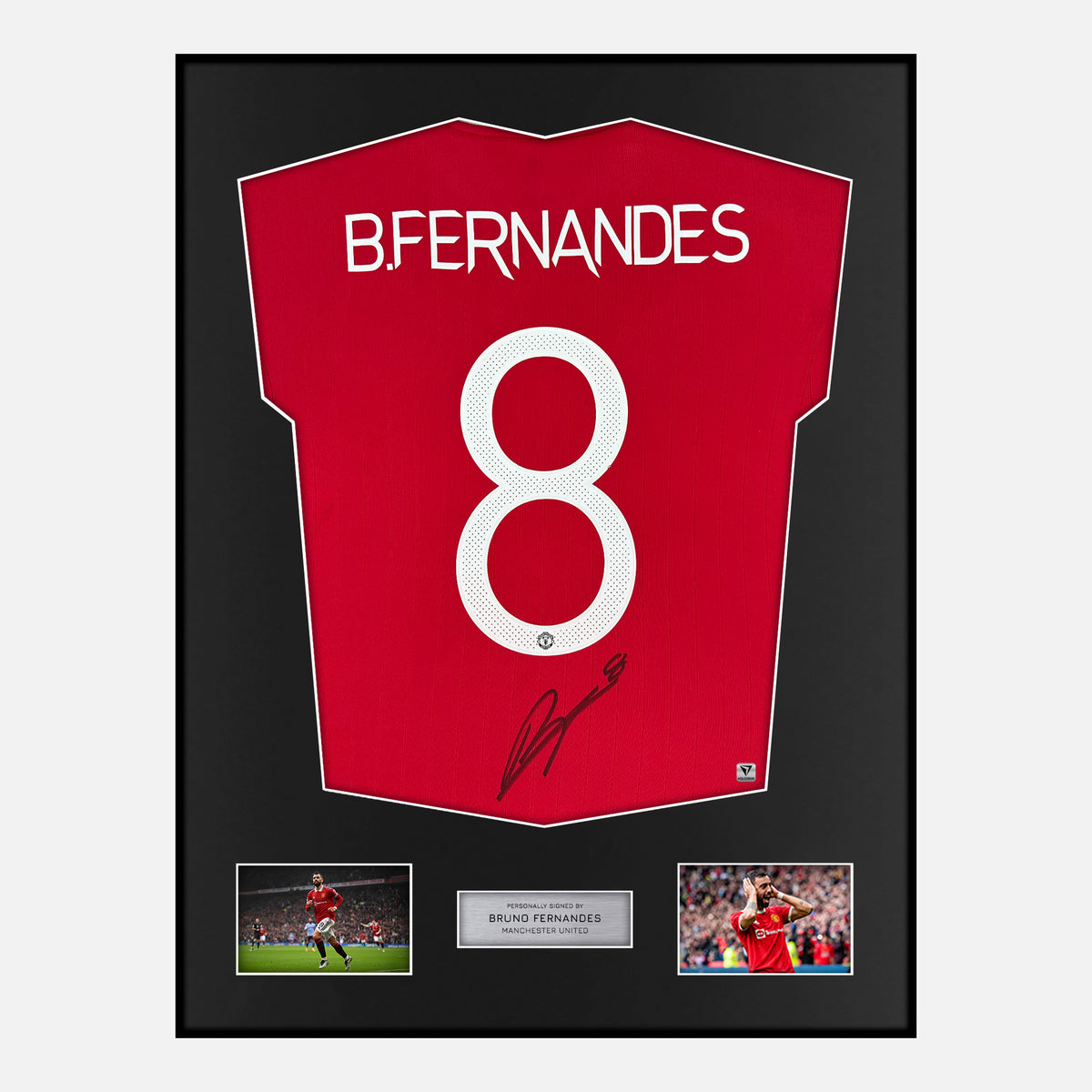 Framed Bruno Fernandes Signed Manchester United Shirt Home 2022-23 [Classic] — Verified autograph with NFC and certificate | The Vault