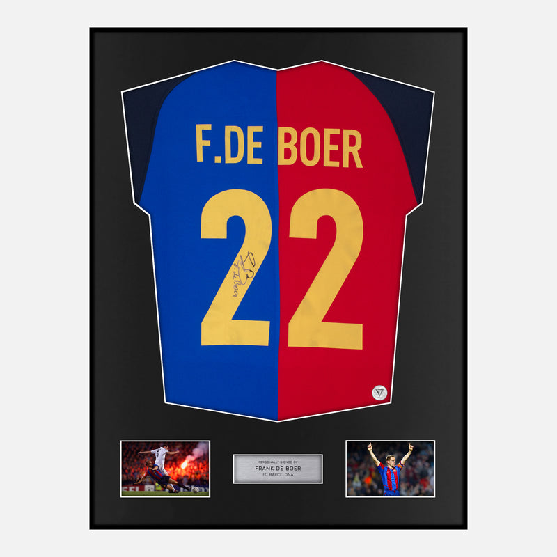 Framed Frank de Boer Signed Barcelona Shirt Home 1999-00 [Modern]