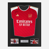 Framed Gabriel Jesus Signed Arsenal Shirt 2023-24 Home [Modern]