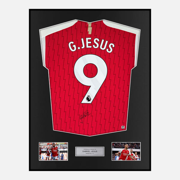 Framed Gabriel Jesus Signed Arsenal Shirt 2023-24 Home [Modern]