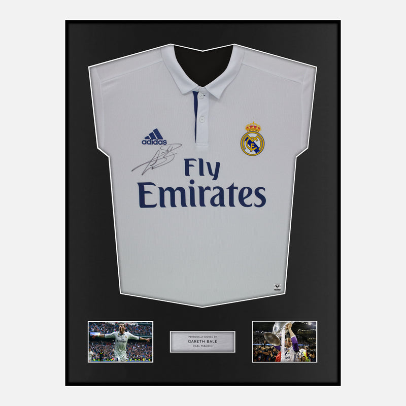 Framed Gareth Bale Signed Real Madrid Shirt 2016-17 Home [Modern]