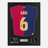 Framed Gavi Signed Barcelona Shirt 2024-25 Home [Modern]