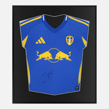 Framed Wilfried Gnonto Signed Shirt, Leeds Blue Away [Lite]