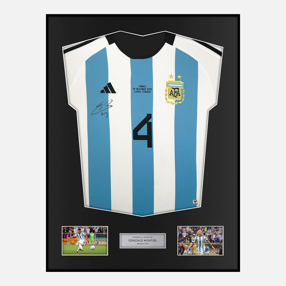 Framed Gonzalo Montiel Signed Argentina Shirt 2022 World Cup [Classic] — Verified autograph with NFC and certificate | The Vault