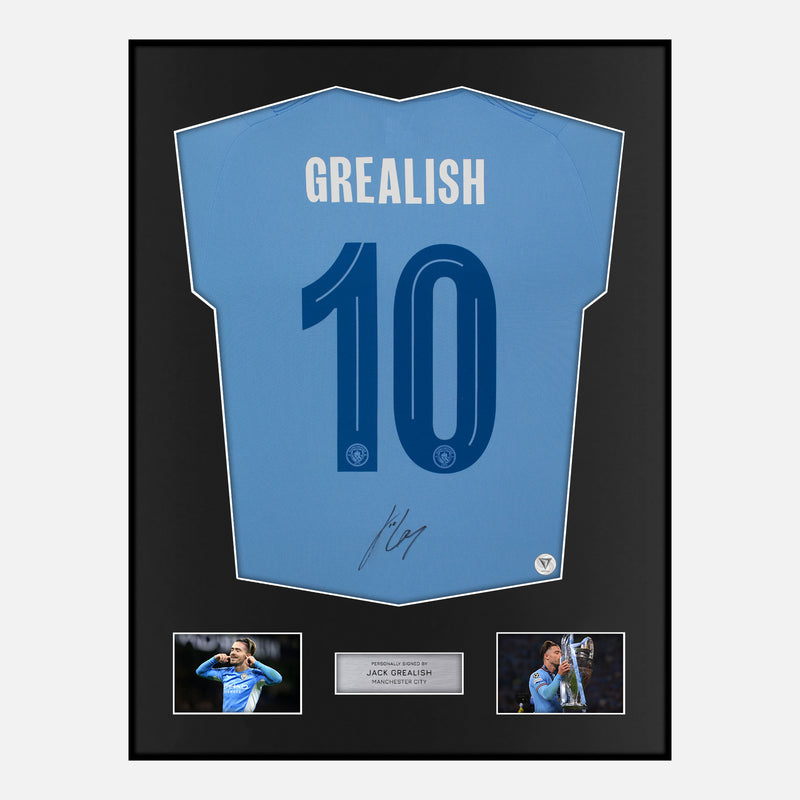 Framed Jack Grealish Signed Manchester City Shirt 2023-24 Home [Modern]