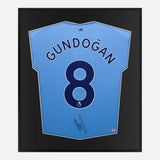 Framed Gundogan Signed Manchester City Shirt, Home [Lite]