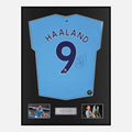 Framed Haaland Signed Manchester City Shirt 2022-23 Treble [Classic]