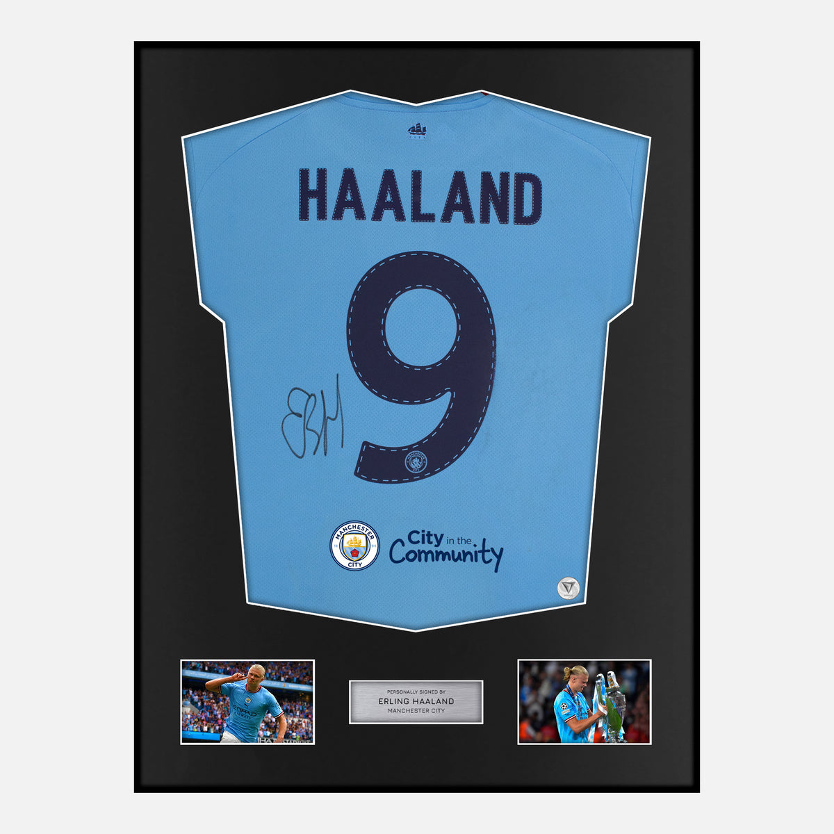 Framed Haaland Signed Manchester City Shirt 2023 Final [Classic] — Verified autograph with NFC and certificate | The Vault