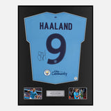 Framed Haaland Signed Manchester City Shirt 2023 Final [Modern]