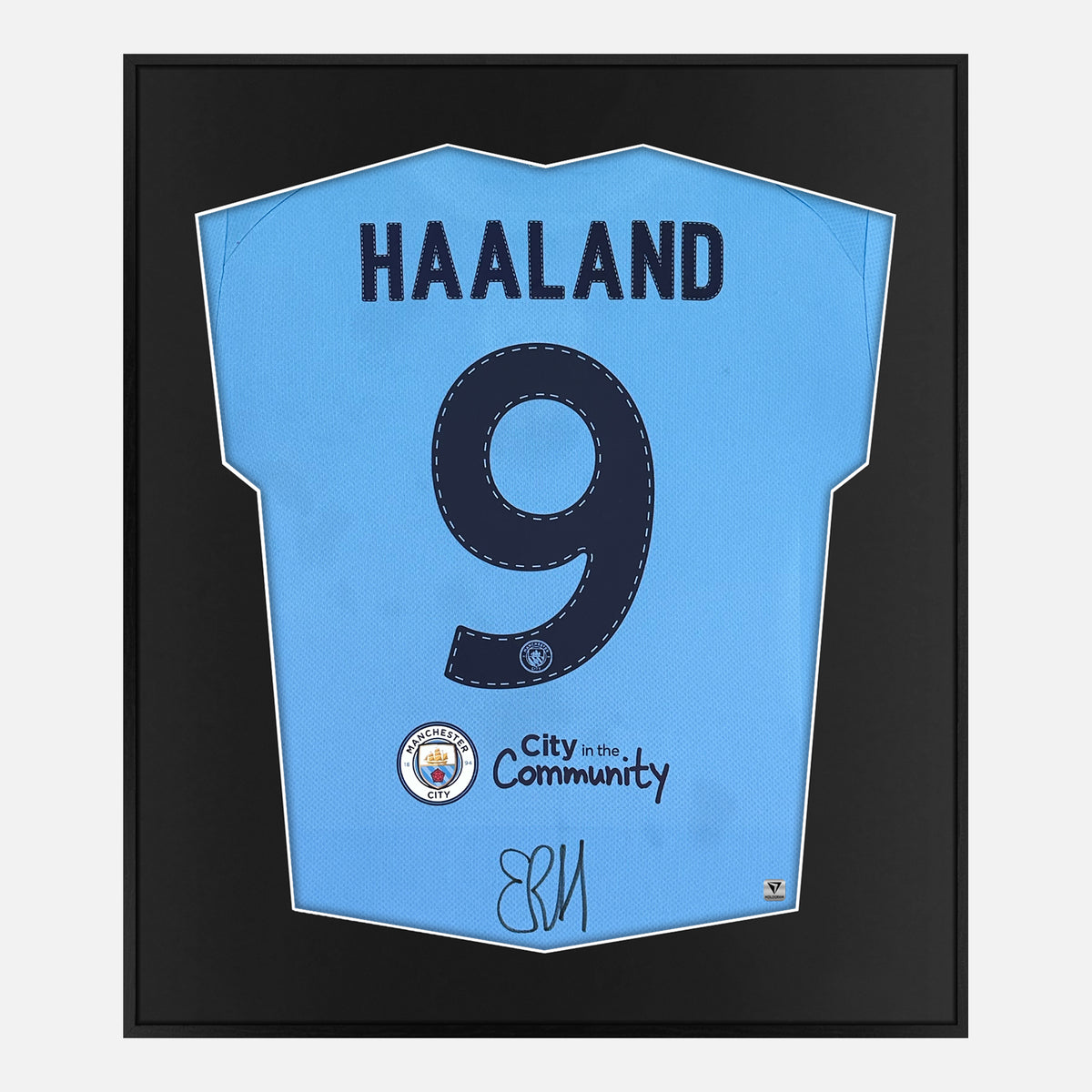 Framed Haaland Signed Shirt, Manchester City Home [Lite] — Authentic signature with NFC and COA | The Vault