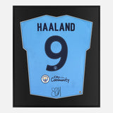 Framed Haaland Signed Shirt, Manchester City Home [Mini]